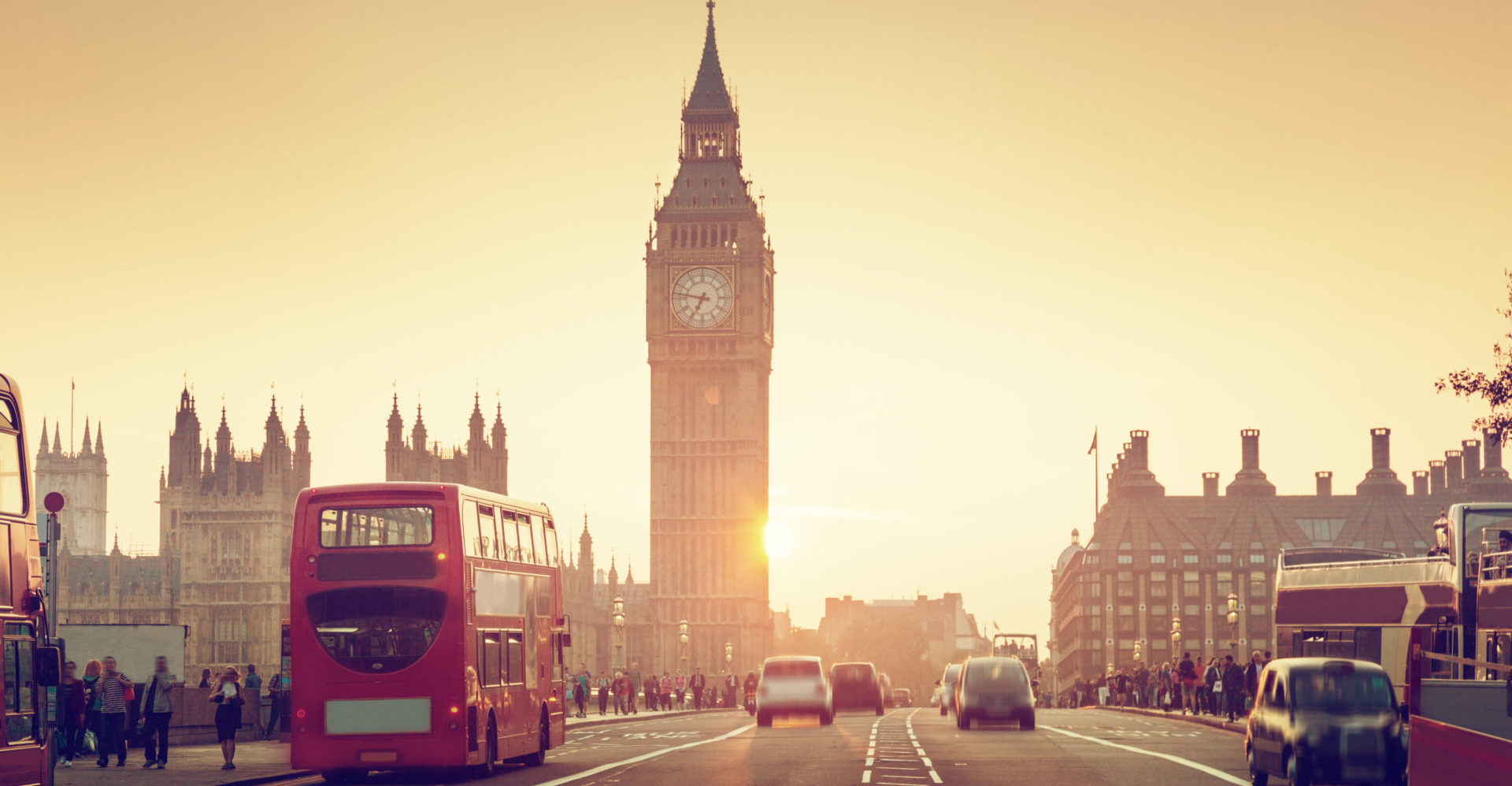 Westminster Bridge at sunset, London, UK